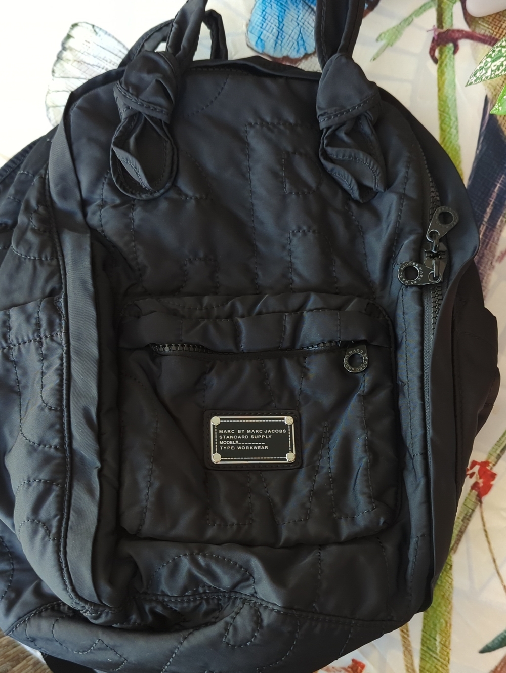 Marc by Marc Jacobs Black Quilted Nylon Backpack with Front Pocket